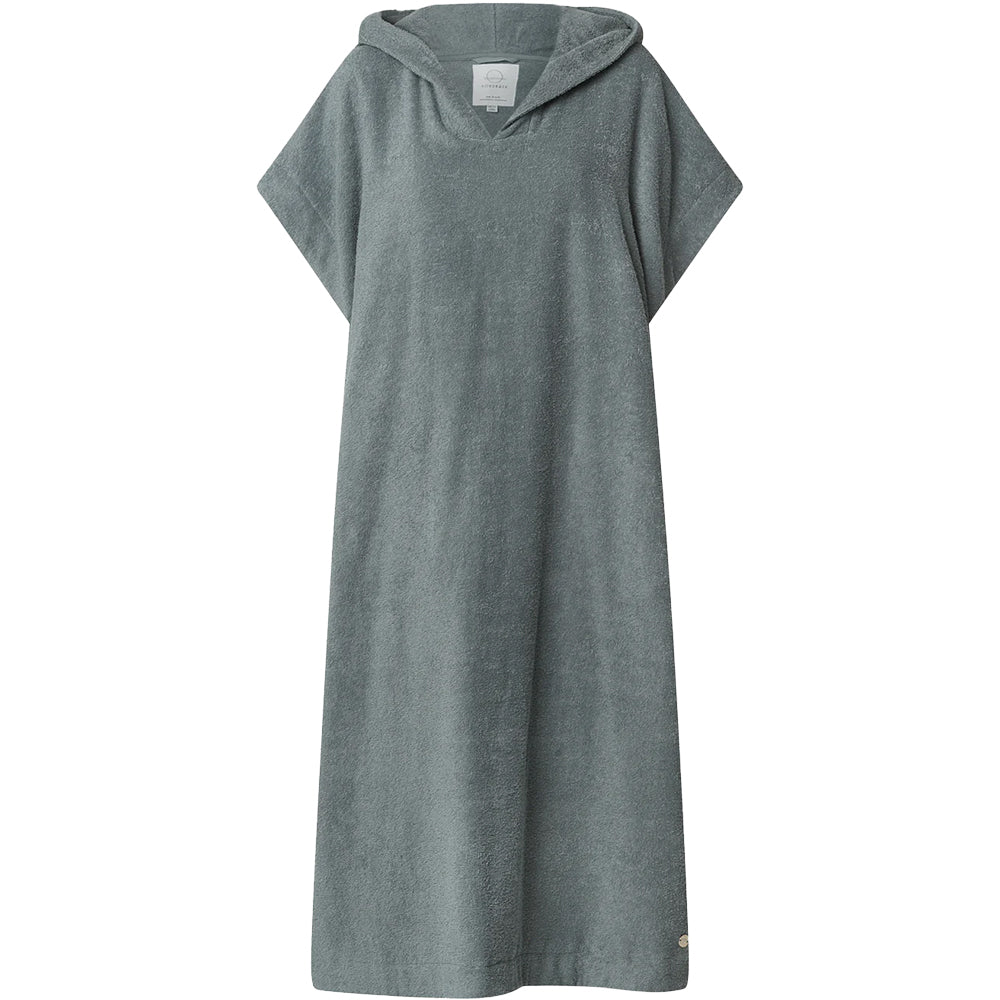 Badeponcho NORDBAEK Sun Dune - 100% bomuldsfrotté poncho med lommer og hætte - Aqua LONG