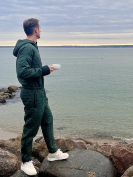 NORDBAEK Herre jumpsuit NORDBAEK Rough Coast - vindtæt quilt med genanvendt fleece Jumpsuit Green