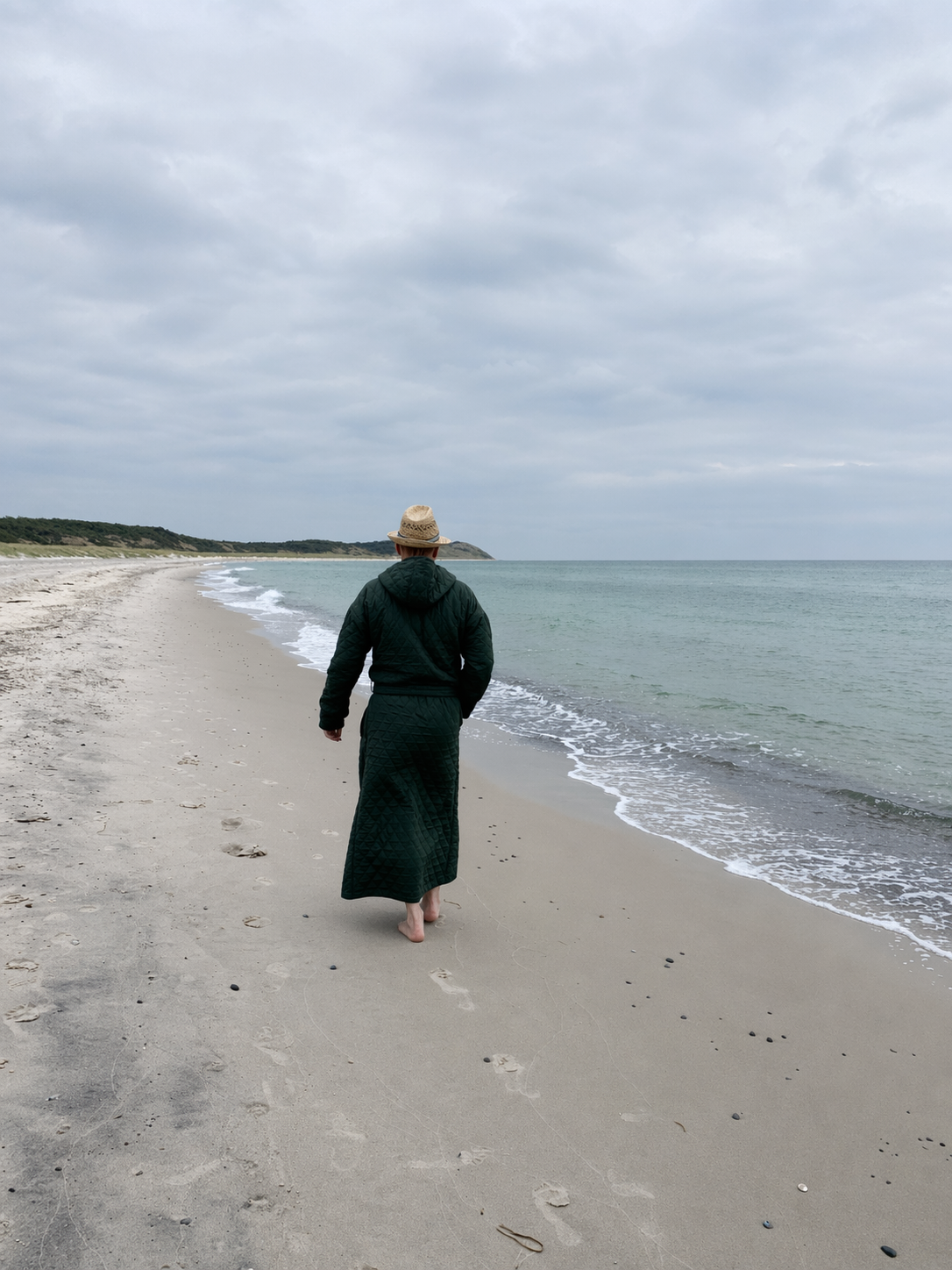 Badekåbe NORDBAEK Long Beach – vindtæt herrekåbe med 100% genanvendt fleece - Green