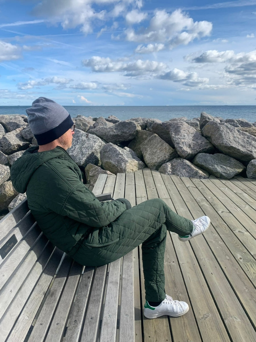 Herre jumpsuit NORDBAEK Rough Coast - vindtæt quilt med genanvendt fleece - Green