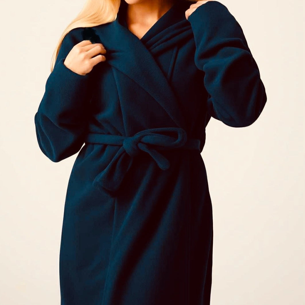 Badekåbe NORDBAEK Sea Glow - luksus damekåbe i blød tyk fleece - Navy