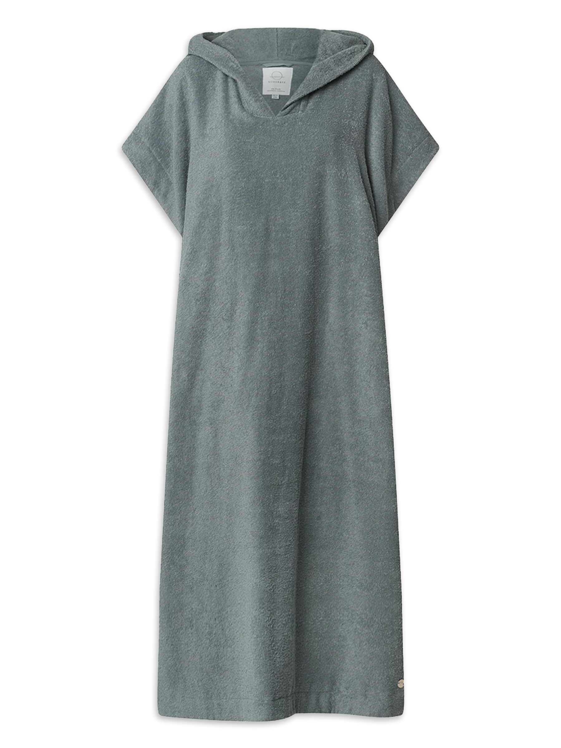 Badeponcho NORDBAEK Sun Dune - 100% bomuldsfrotté poncho med lommer og hætte - Aqua LONG
