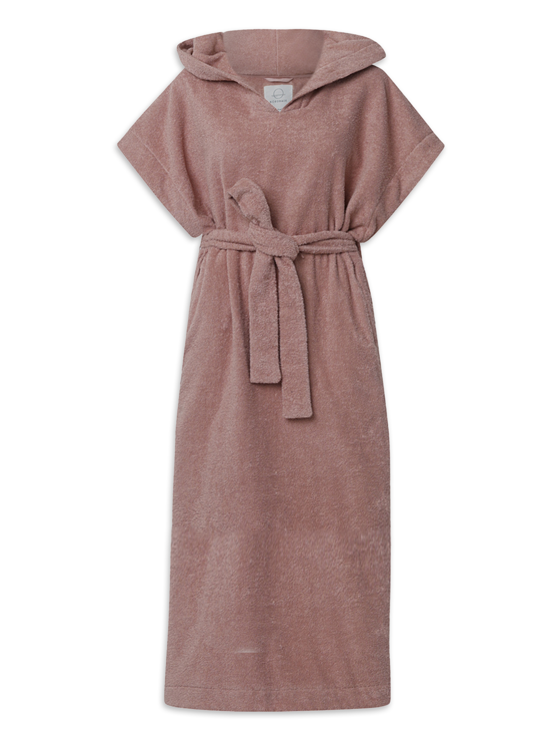 Badeponcho NORDBAEK Sun Dune - 100% bomuldsfrotté poncho med lommer og hætte - Blush LONG