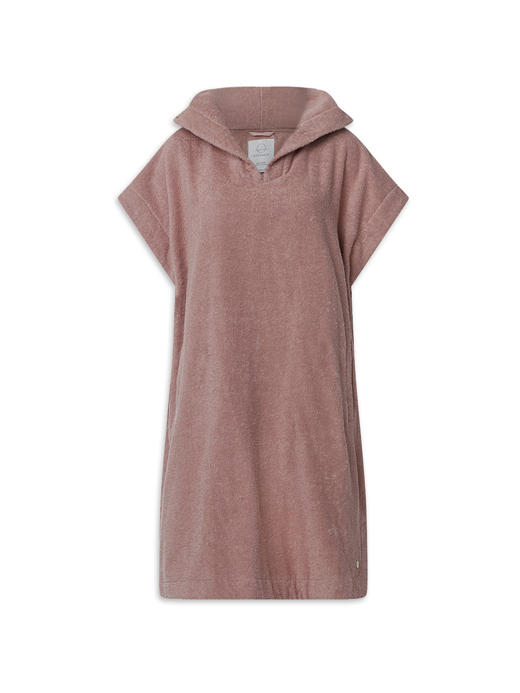 Badeponcho NORDBAEK Sun Dune - 100% bomuldsfrotté poncho med lommer og hætte - Blush SHORT