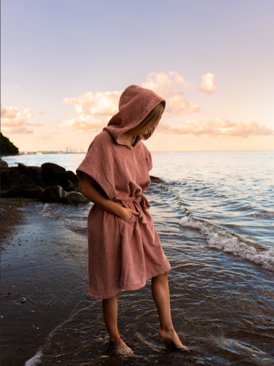 Sun Dune Kort Badponcho Unisex - Rosa