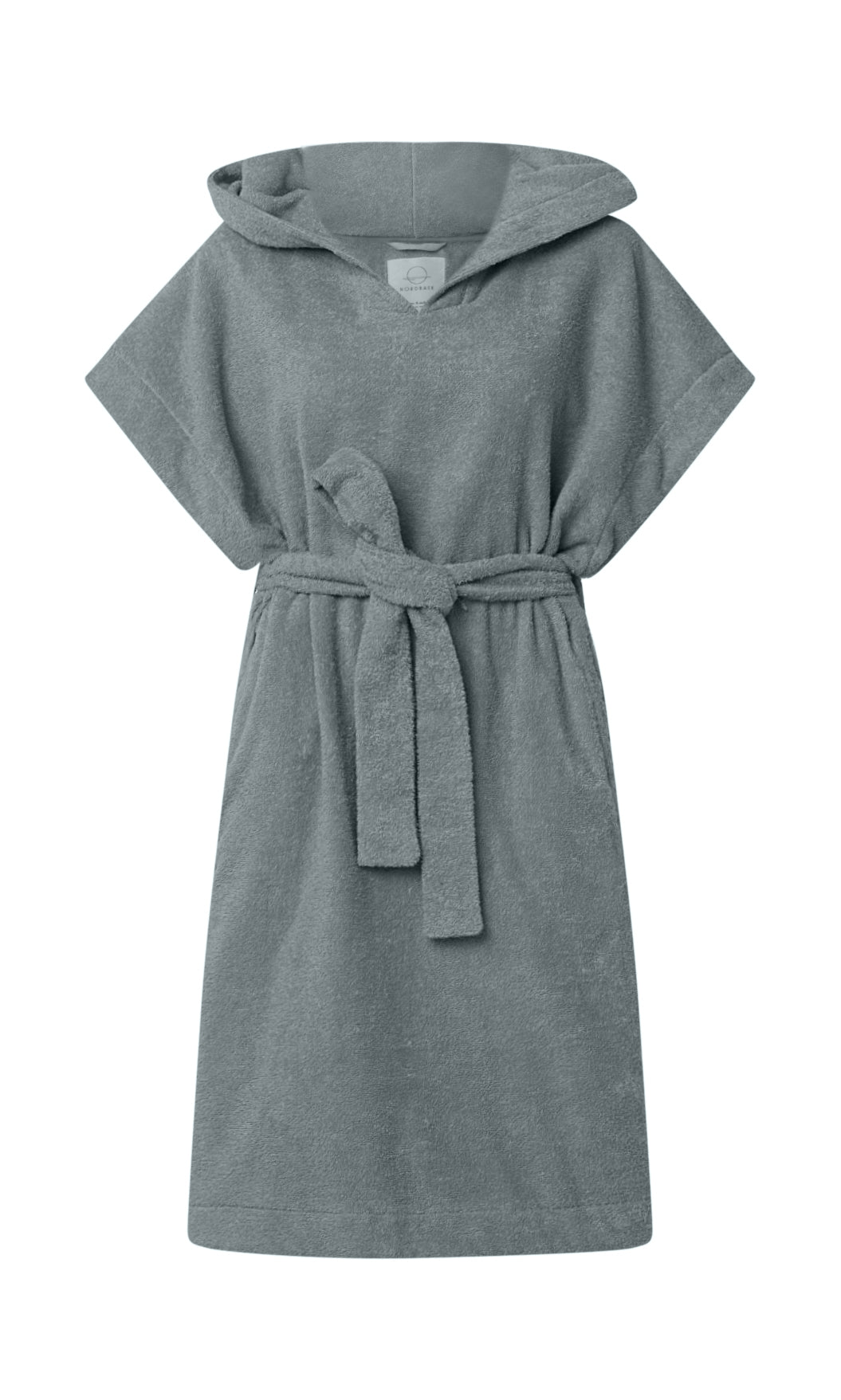 Badeponcho NORDBAEK Sun Dune - 100% bomuldsfrotté poncho med lommer og hætte - Aqua SHORT