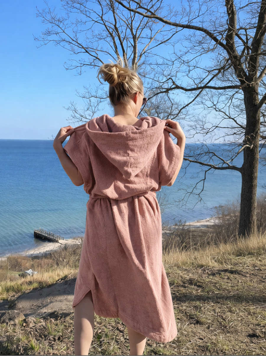 Sun Dune Kort Badponcho Unisex - Rosa