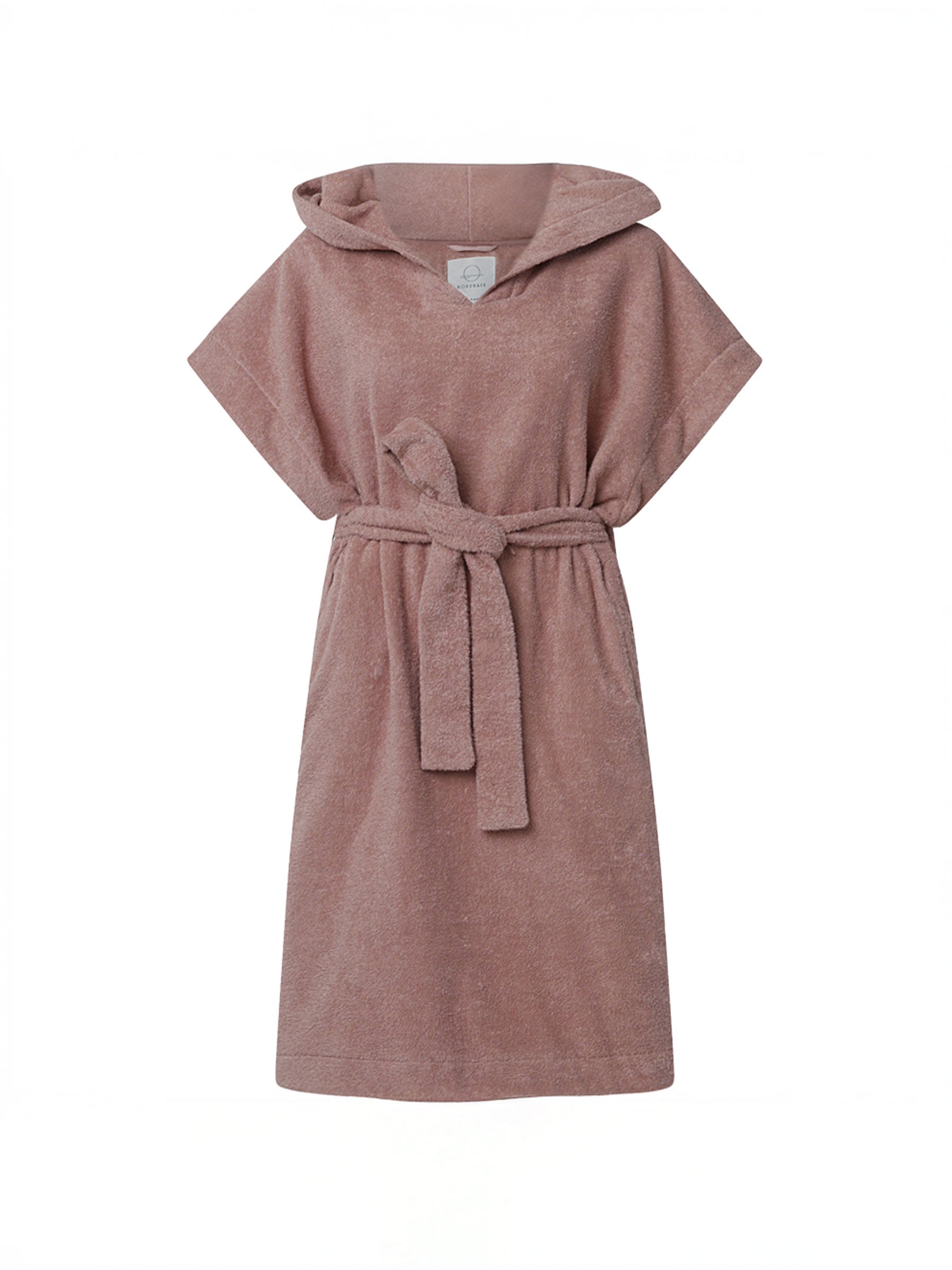 Badeponcho NORDBAEK Sun Dune - 100% bomuldsfrotté poncho med lommer og hætte - Blush SHORT