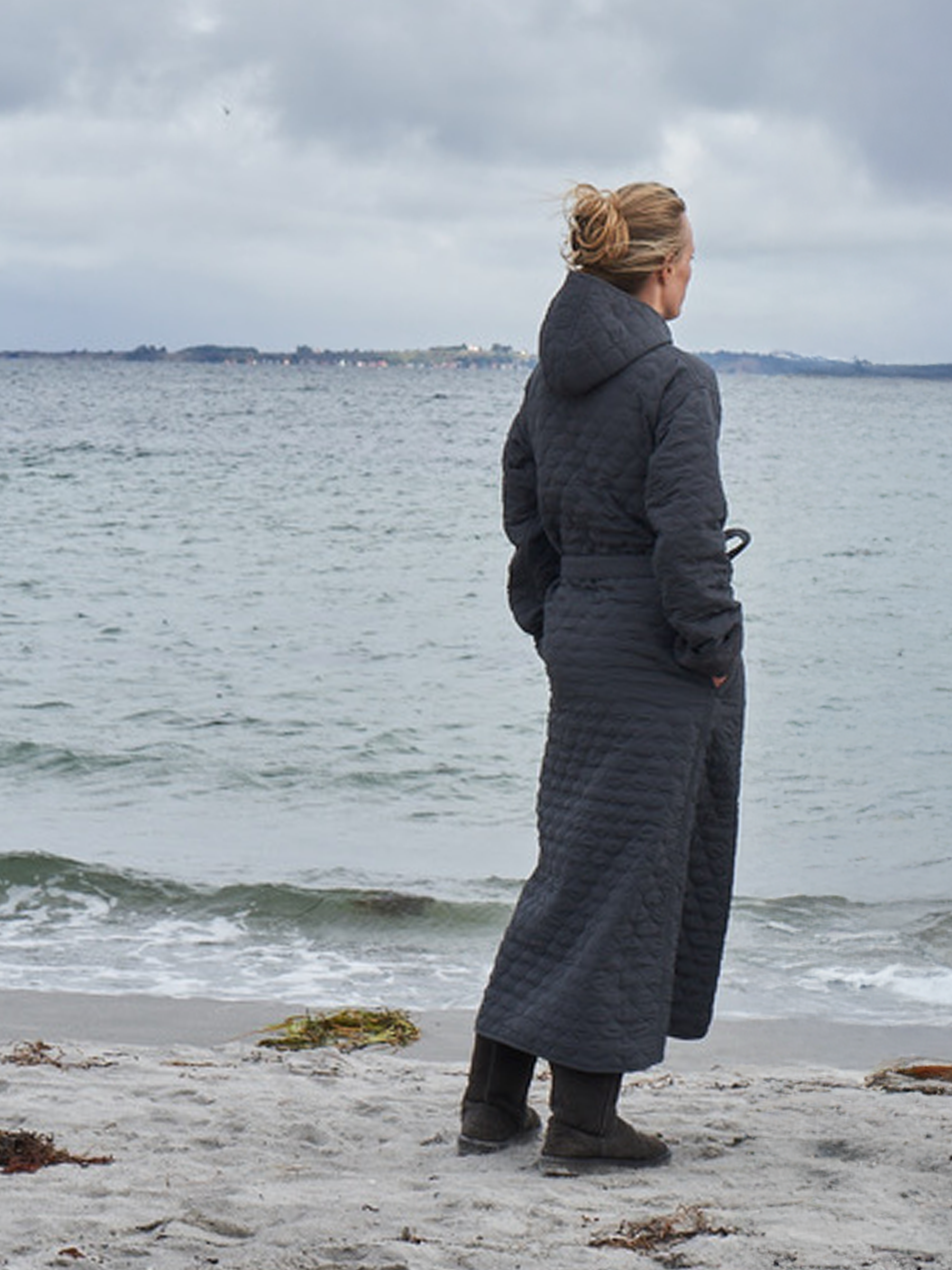 Badekåbe NORDBAEK Windy Ocean – vindtæt damekåbe med 100% genanvendt fleece - Grey