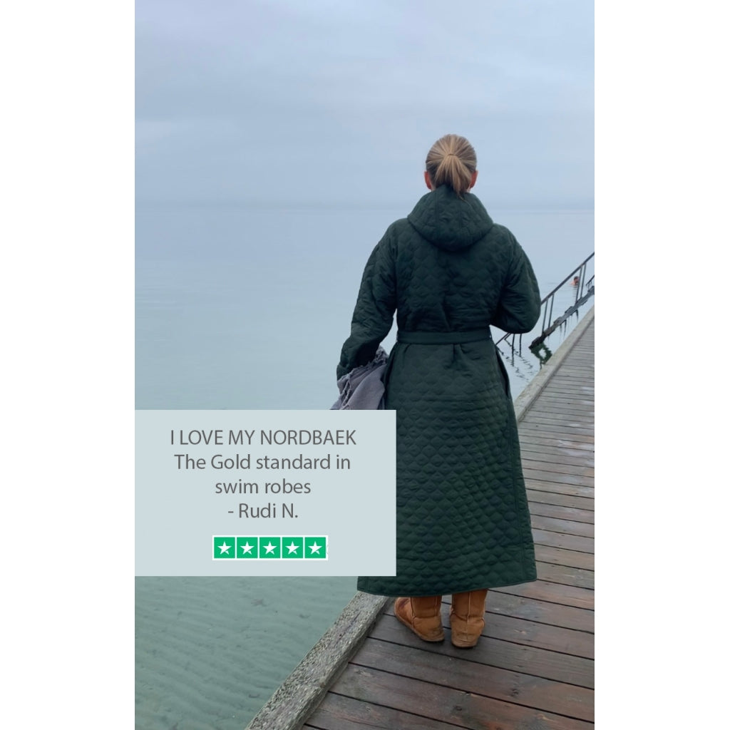 NORDBAEK Badekåbe NORDBAEK Windy Ocean – vindtæt damekåbe med 100% genanvendt fleece Bath robe Grey