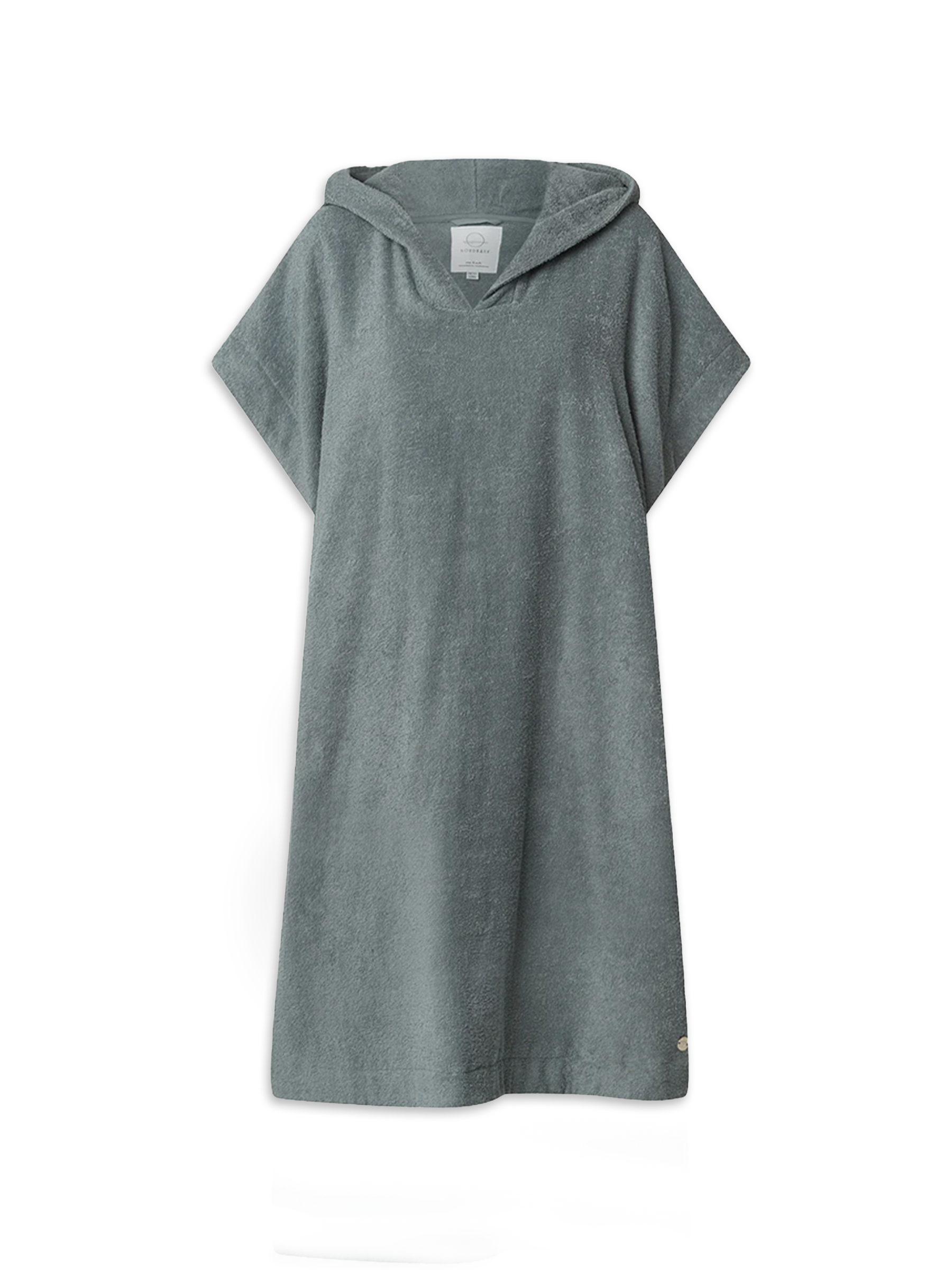 Badeponcho NORDBAEK Sun Dune - 100% bomuldsfrotté poncho med lommer og hætte - Aqua SHORT