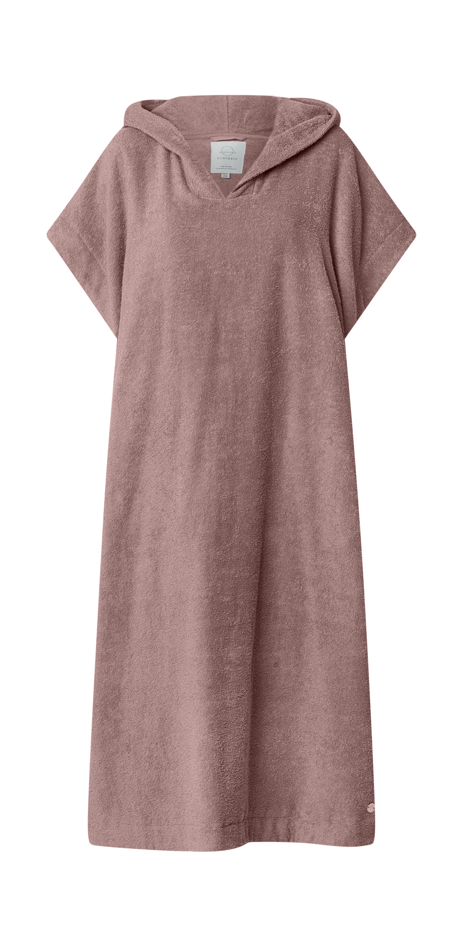Badeponcho NORDBAEK Sun Dune - 100% bomuldsfrotté poncho med lommer og hætte - Blush LONG
